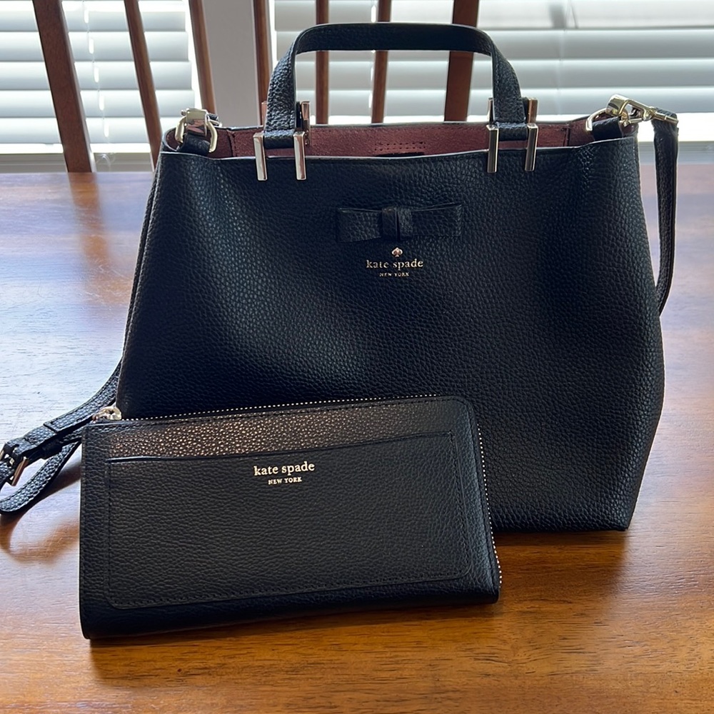Black Kate Spade bag with matching wallet